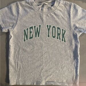 Brandy Melville Gray Tee with Green New York Print